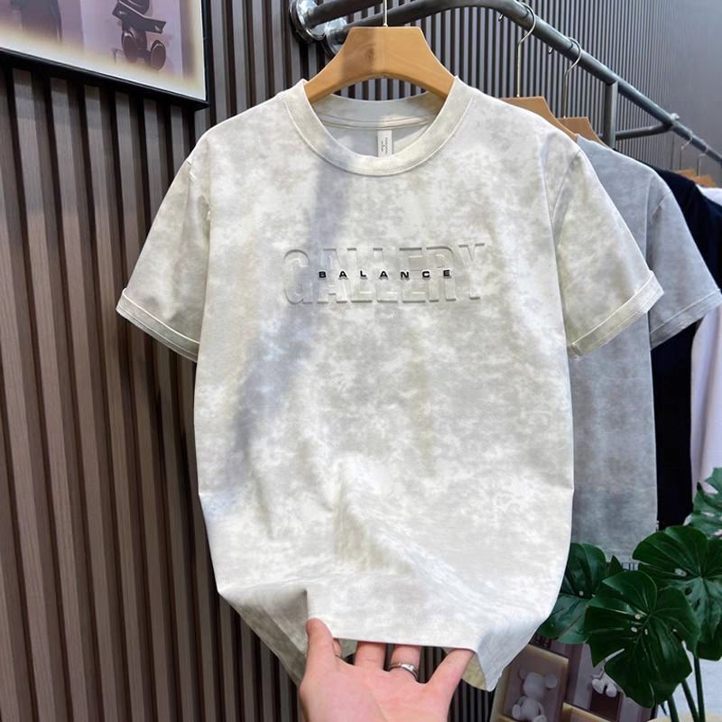 Men's Tie Dye Short Sleeve T-Shirt Breathable Cotton Casual Top Versatile Simple Design for Young Men White Black 2026 New Style_voghion.com