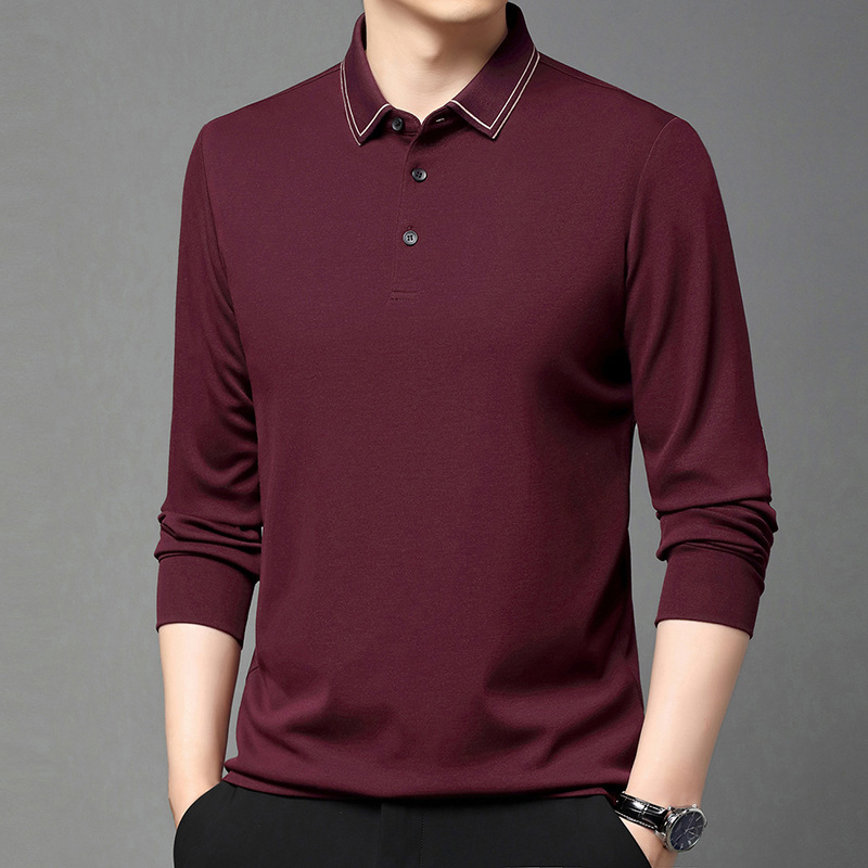 Counter Classic Cashmere Long-sleeved T-shirt Men's Spring and Autumn Simple All-match Business Casual Solid Color PLOL Shirt Base Shirt Counter Classic Cashmere Long-sleeved T-shirt Men's Spring and Autumn Simple All-match Business Casual Solid Color PLOL Shirt Base Shirt
