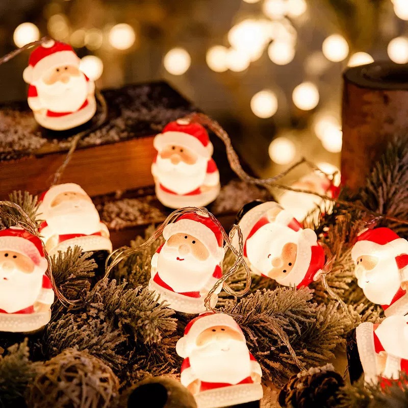 LED cadena de luz de Navidad cadena de luz Papá Noel muñeco de nieve copo de nieve de Navidad atmósfera luz de decoración de árbol de Navidad luces de color