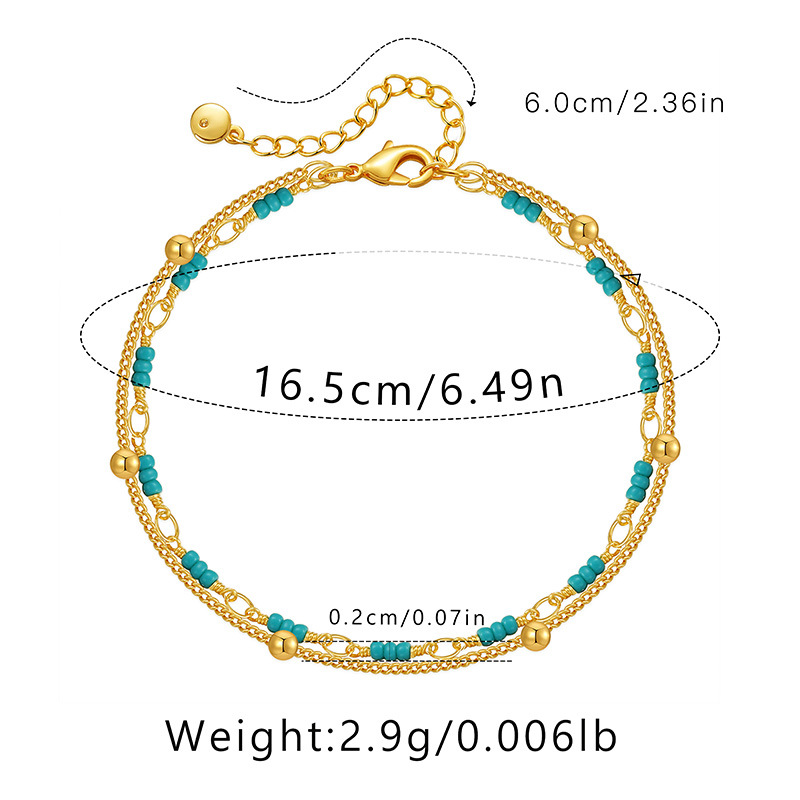 6g Weight 18K Gold Plated Plating Material Classic Style Round Turquoise Copper Plating 18k Gold Plated Bracelets