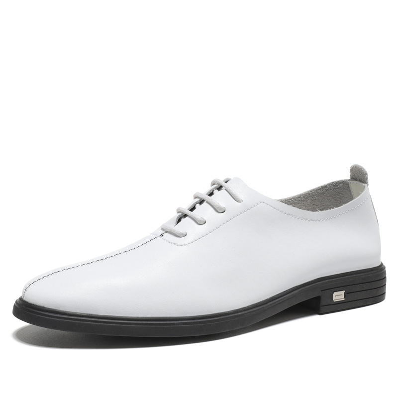 Men's Korean-style fashionable soft-soled white business formal leather shoes British-style breathable working men's shoes for young people
