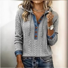 亚马逊跨境麻花立体加厚卫衣拼接洗水牛仔爆款厂家直供