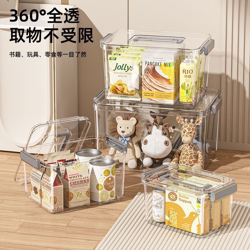 大容量透明收纳箱pet玩具书本零食整理箱居家塑料药箱手提储物箱|undefined