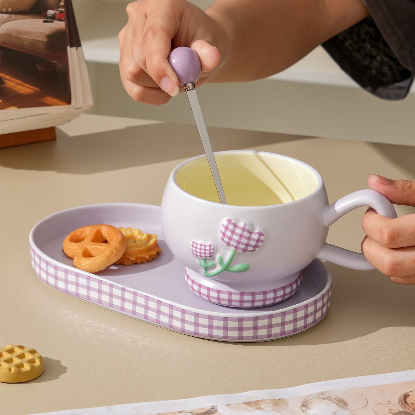 Tazas de flores personales creativas, tazas de café de cerámica, tazas de té de la tarde, tazas transfronterizas de alto valor facial