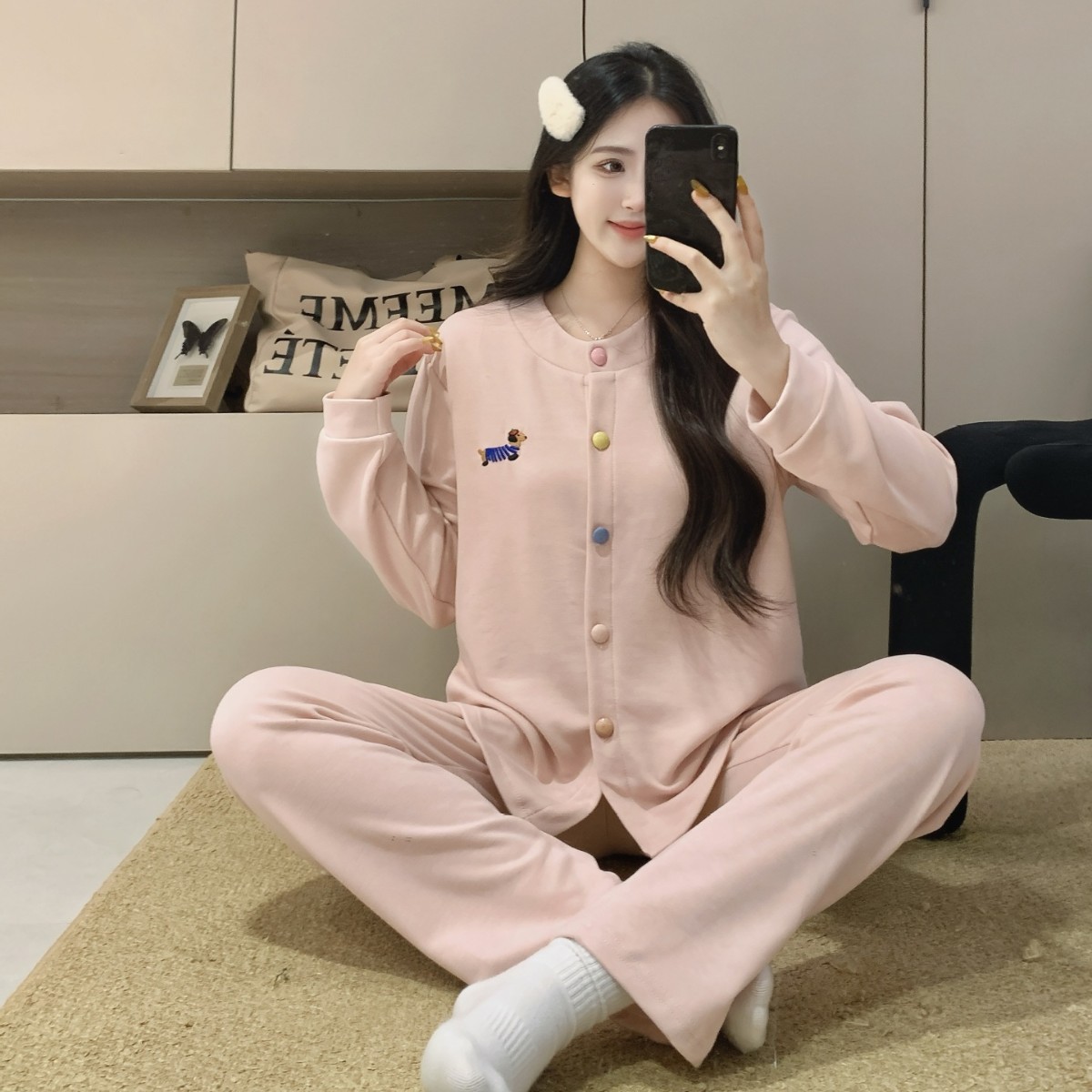 Class a Cashmere Silk Velvet Thermal Pajamas for Women 10A Antibacterial Thermal Clothing Thick Cartoon High-End Women's Suit