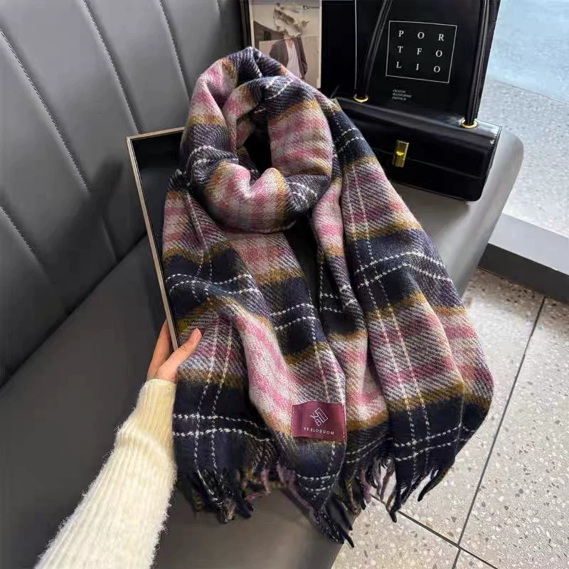 Winter scarf, universal keep warm atmospheric cloak with tassels for elementary school students for beloved, Korean style