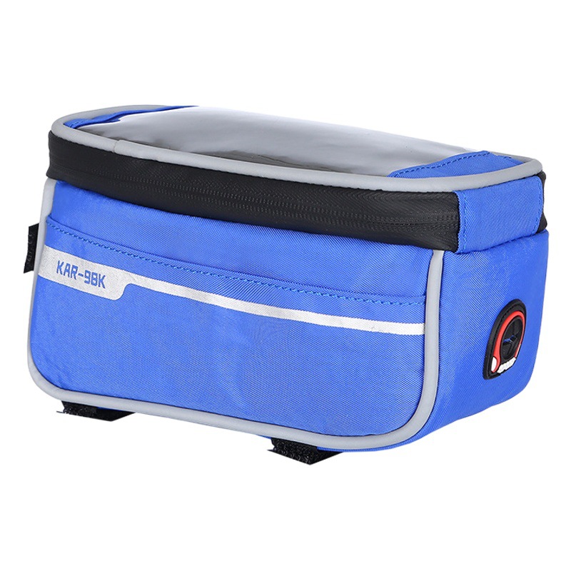 Verano nueva bicicleta de pantalla táctil bolsa de teléfono móvil negro bicicleta de montaña bolsa de sillín haz frontal bolsa de ciclismo al por mayor fabricante