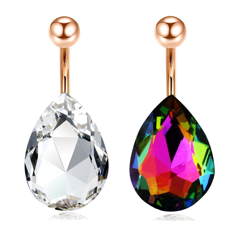 European American Sexy Water Drop Large Zircon Navel Ring Diamond Inlaid Zircon Belly Button Ring Cross-Border Piercing Jewelry Wholesale detail image 9