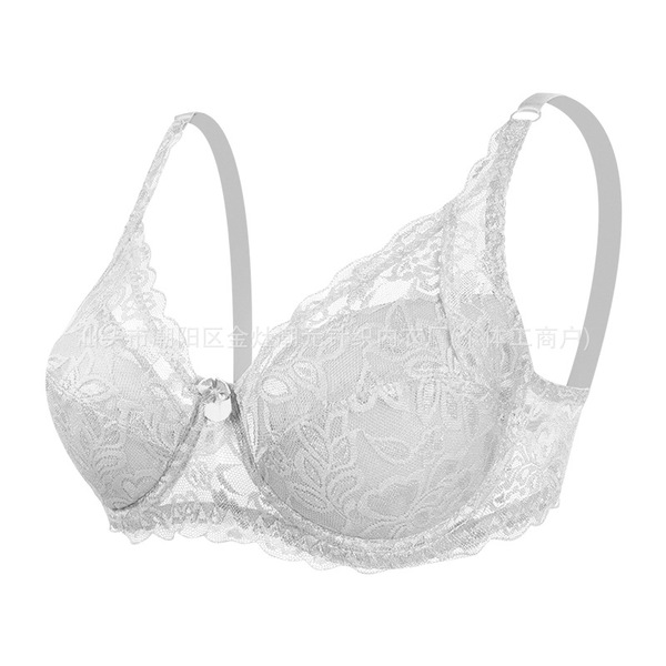 Foreign Trade European and American Cross-Border New Thin Cotton Cup Large Size Lace Bra Adjustable Comfortable Breast-Retracting Women's Intimates