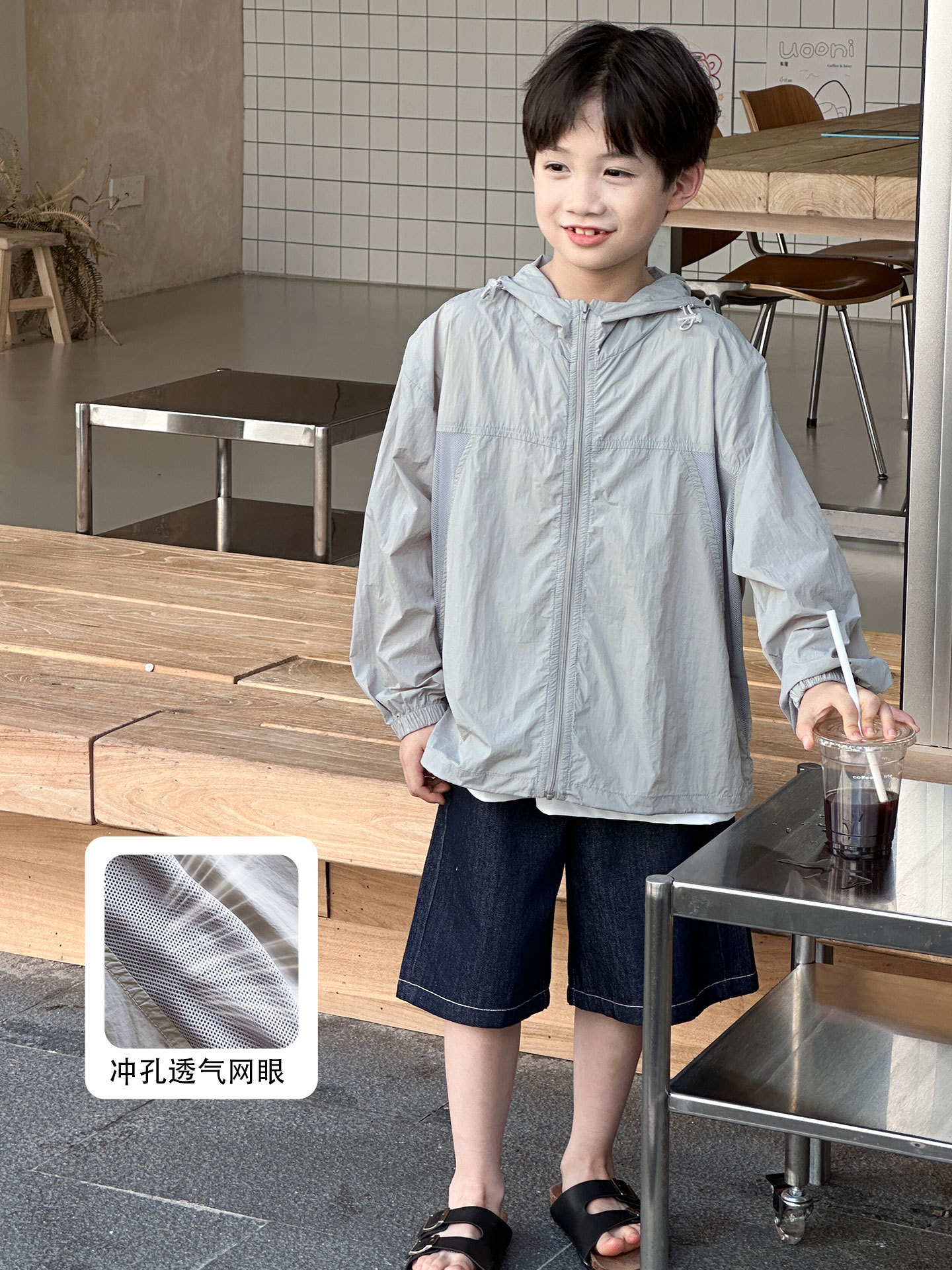 Ropa de protección solar para niños Ropa de protección solar para niños 2025 verano nuevo estilo protección UV upf50 chaqueta ligera para niños de mediana edad