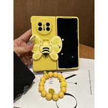 小蜜蜂支架适用华为MateX5手机壳折叠屏mate x3卡通肤感黄色边框手提链条x2新款可爱简约创意男女保护套防摔