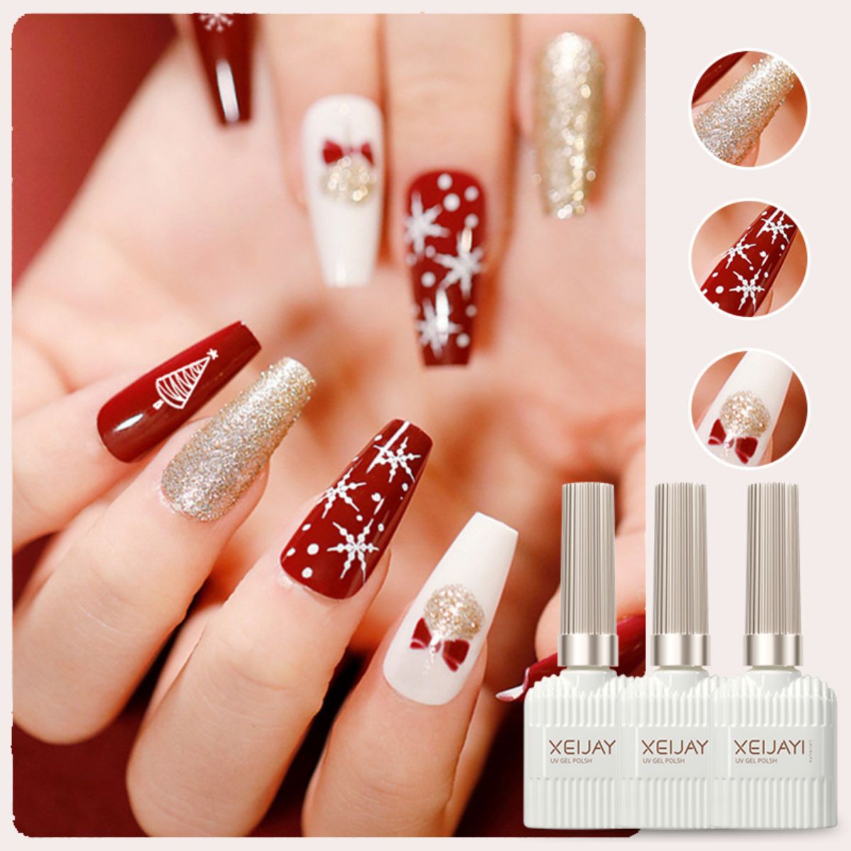 Juego de Esmalte Gel UV para Uñas de 3 Colores para Navidad y Salón de Uñas