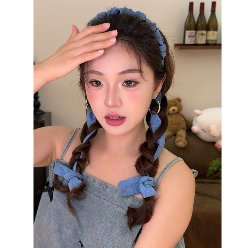 外出百搭波浪蓬松日常外戴头箍发饰编发布艺气质发箍洋气女款发卡|undefined