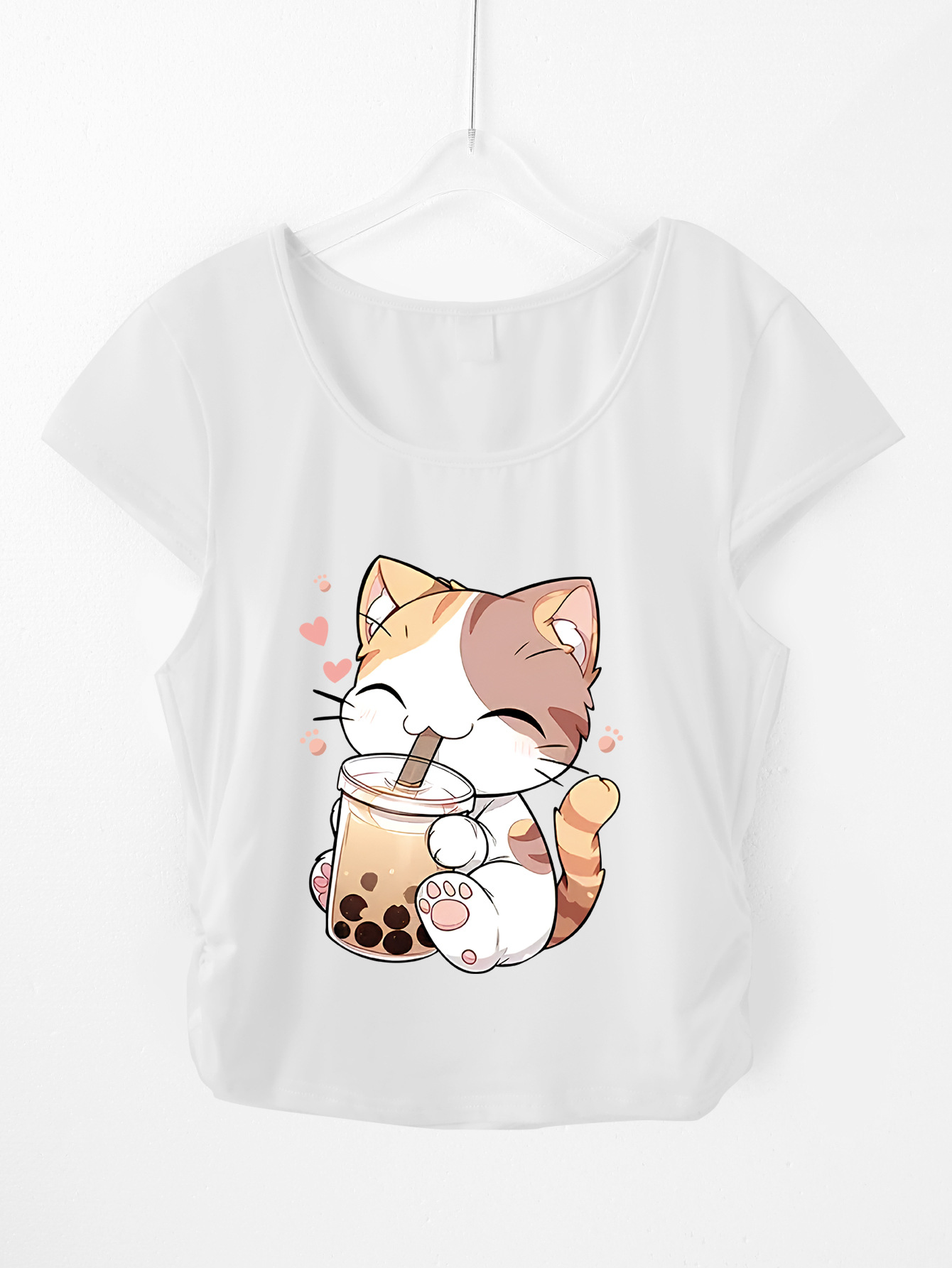 캣 화이트 티셔츠