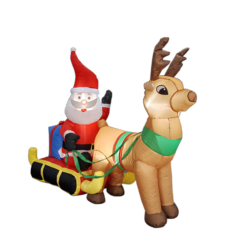 Explosiones transfronterizas inflables Santa Claus personalizado con luces de Navidad modelo de aire patio decoración de vacaciones trineo de alce