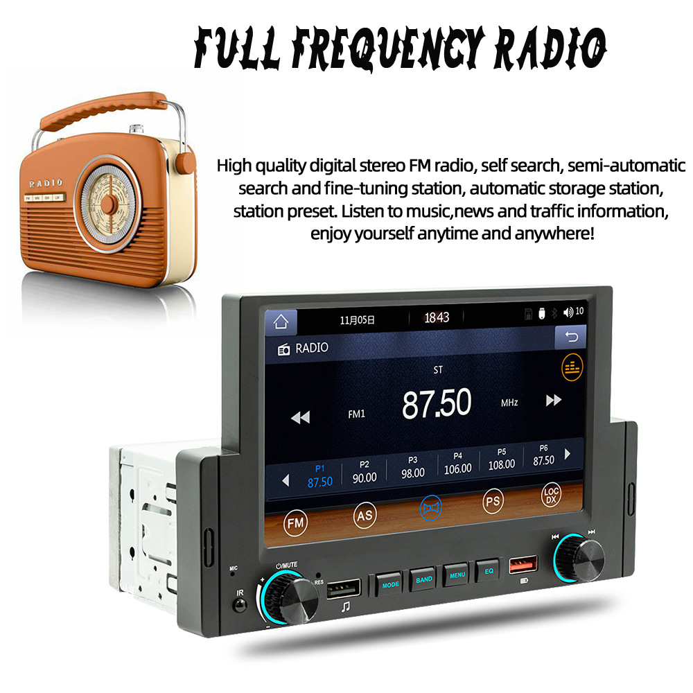 6.2inch Single-Cylinder Wired Carplay Android Auto Car Bluetooth Mp5 Player Radio Reversing Priority 12V
