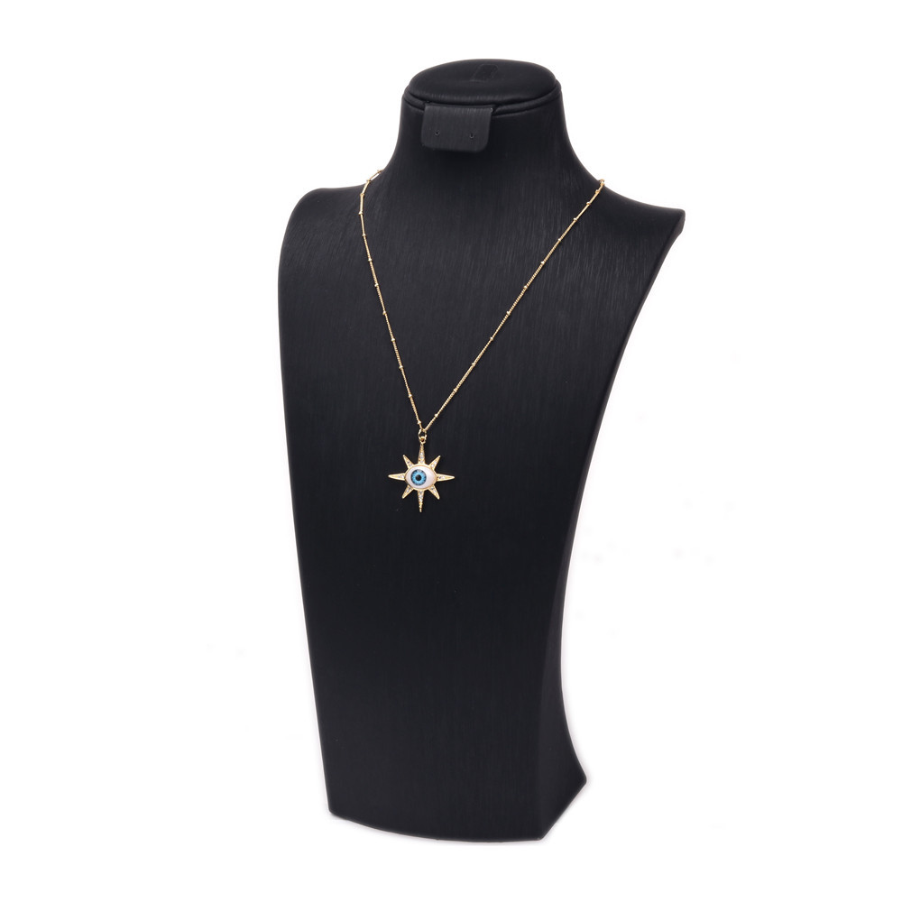 Micro diamond devilu0027s eye resin pendant copper necklace wholesale Nihaojewelry