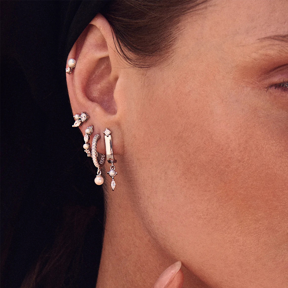 2g Weight Pearl, Zircon Inlay Material Ear Studs Classification 1 Pair Quantity Daily Occasion 925 Sterling Silver Material Geometric Pattern Women's Gender Plating, Inlay Design Simple Style Style 1 Pair 925 Sterling Silver Pearl Zircon Geometric Ear Studs 15
