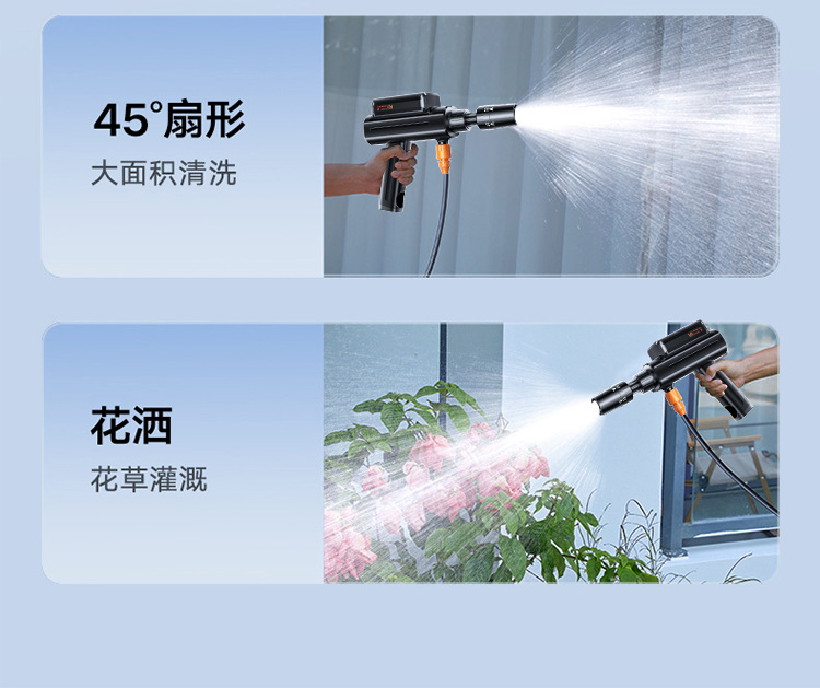 Handheld Wireless High-Pressure Water Gun for Car and Home Use, Powerful Water Gun for Car Washing, Portable Lithium Battery Car Washer with Mineral Water Bottle