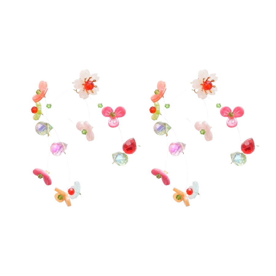 Pendientes de borla de flor de trompeta de color de aguja de plata Pendientes de estilo de vacaciones de verano Pendientes de todo fósforo de moda femenina Sentido de diseño nicho