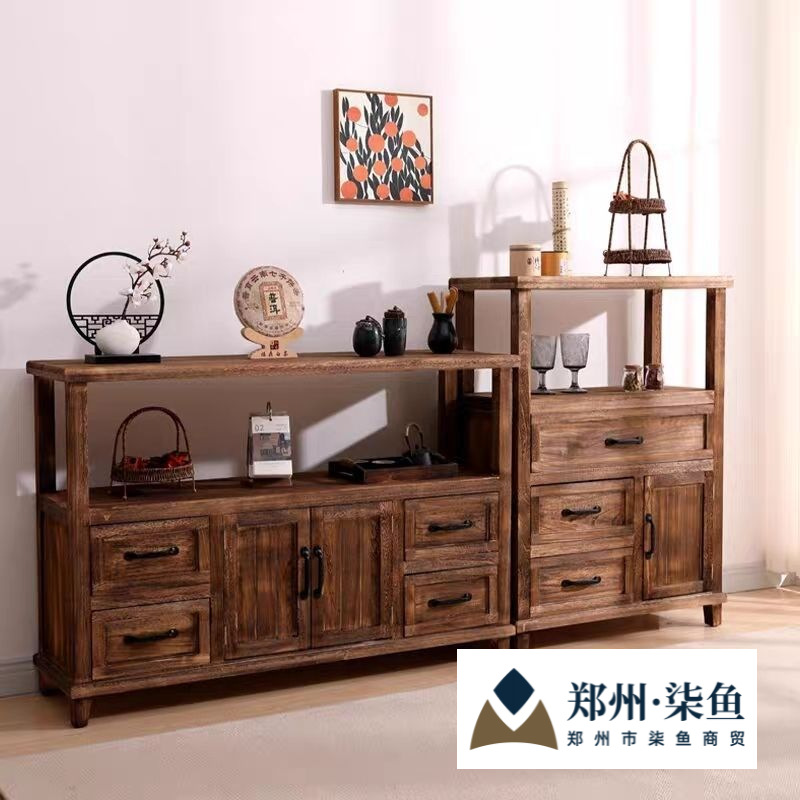 Entrance Cabinet Chinese Style Living Room Nordic Walnut Storage Rack Cupboard Tea Cabinet Solid Wood Sideboard Storage Cabinet