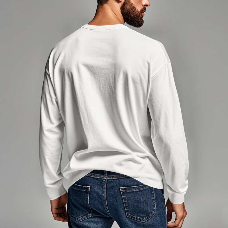 Herr t-shirt slim fit långärmad rund hals för höst och vinter_voghion.com