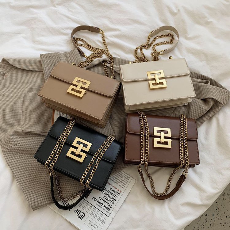 2022 Summer New Shoulder Bag Small Square Bag Fashion Chain Retro Lock Trendy Crossbody Bag
