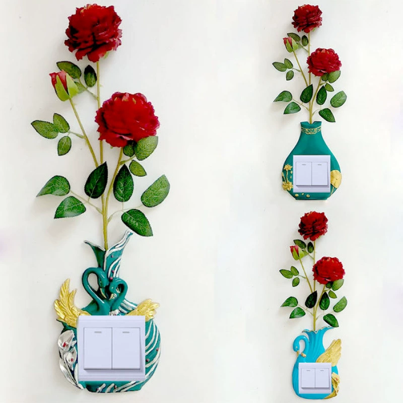 ❈ Новые наклейки на стену из смолы в китайском стиле, простые 3D стерео наклейки для дома и комнаты, защитный чехол в китайском стиле, современные наклейки на переключатели