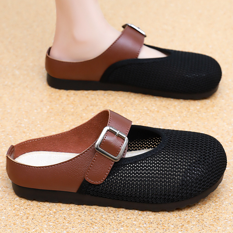 Zapatos de mujer, zapatos de malla transpirables, zapatos de verano, nuevos zapatos de un solo pie, zapatillas ligeras y cómodas