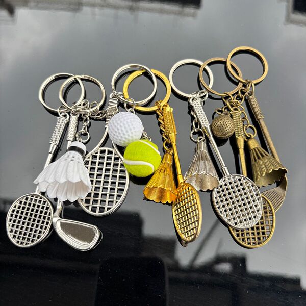 small tennis keychain for badminton for keys with zipper