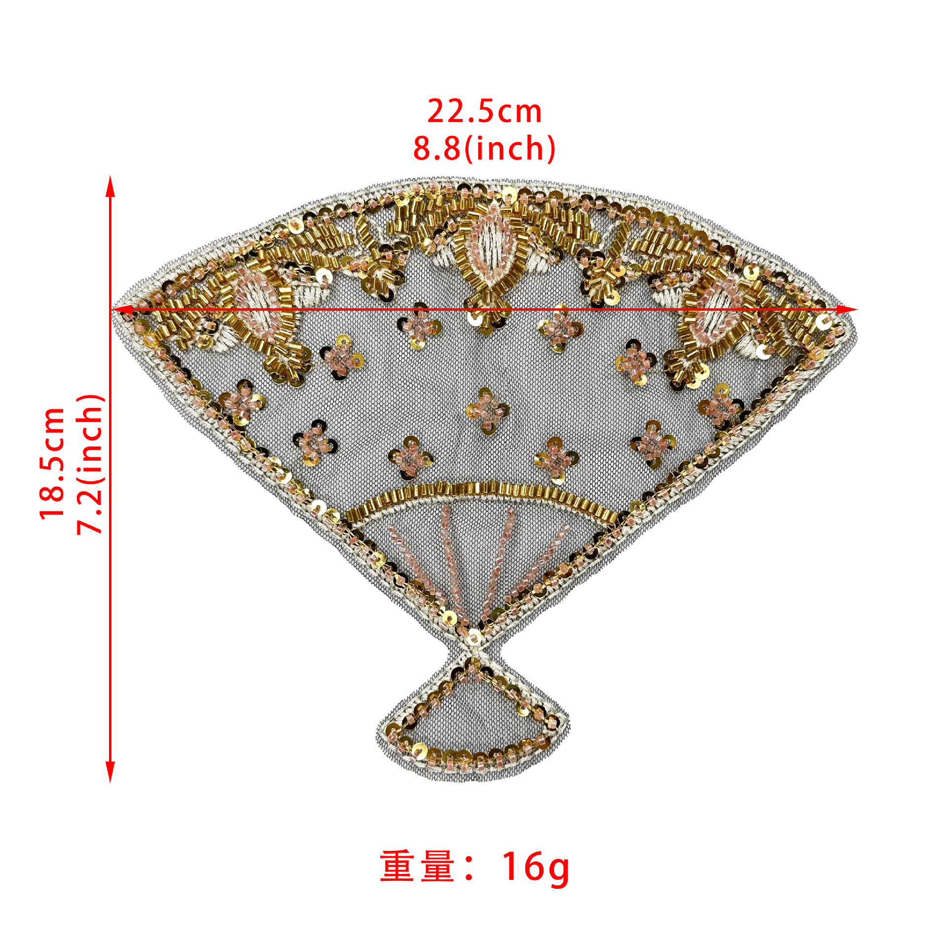 Sequinilla bordada en forma de ventilador pegatinas de tela de malla negra accesorios de encaje solubles en agua ropa bolsas de decoración pegatinas hechas a mano image 6
