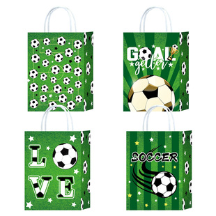Football Tote Bag Main Element Party Football Pattern Gift Bag Sports Style Shopping Drink Foreign Trade Paper Bag