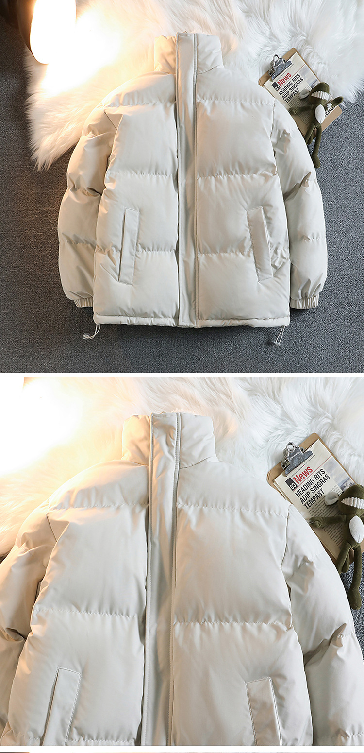 Stand-up Collar Padded Jacket For Men And Women With Fleece Loose Padded Jacket For Couples With Padded Jacket For Men With Fleece_viptrois.com