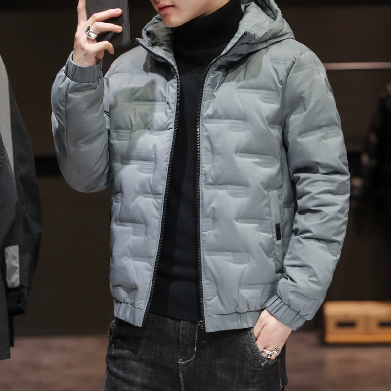 Trend short men's down jacket with hood, Korean style, plus size