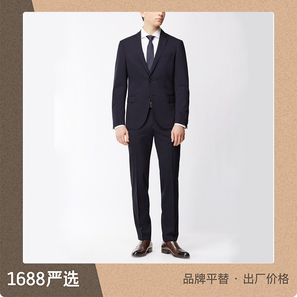 2024男士西服套装西装男商务通用职业装黑色蓝色两扣正装一件代发