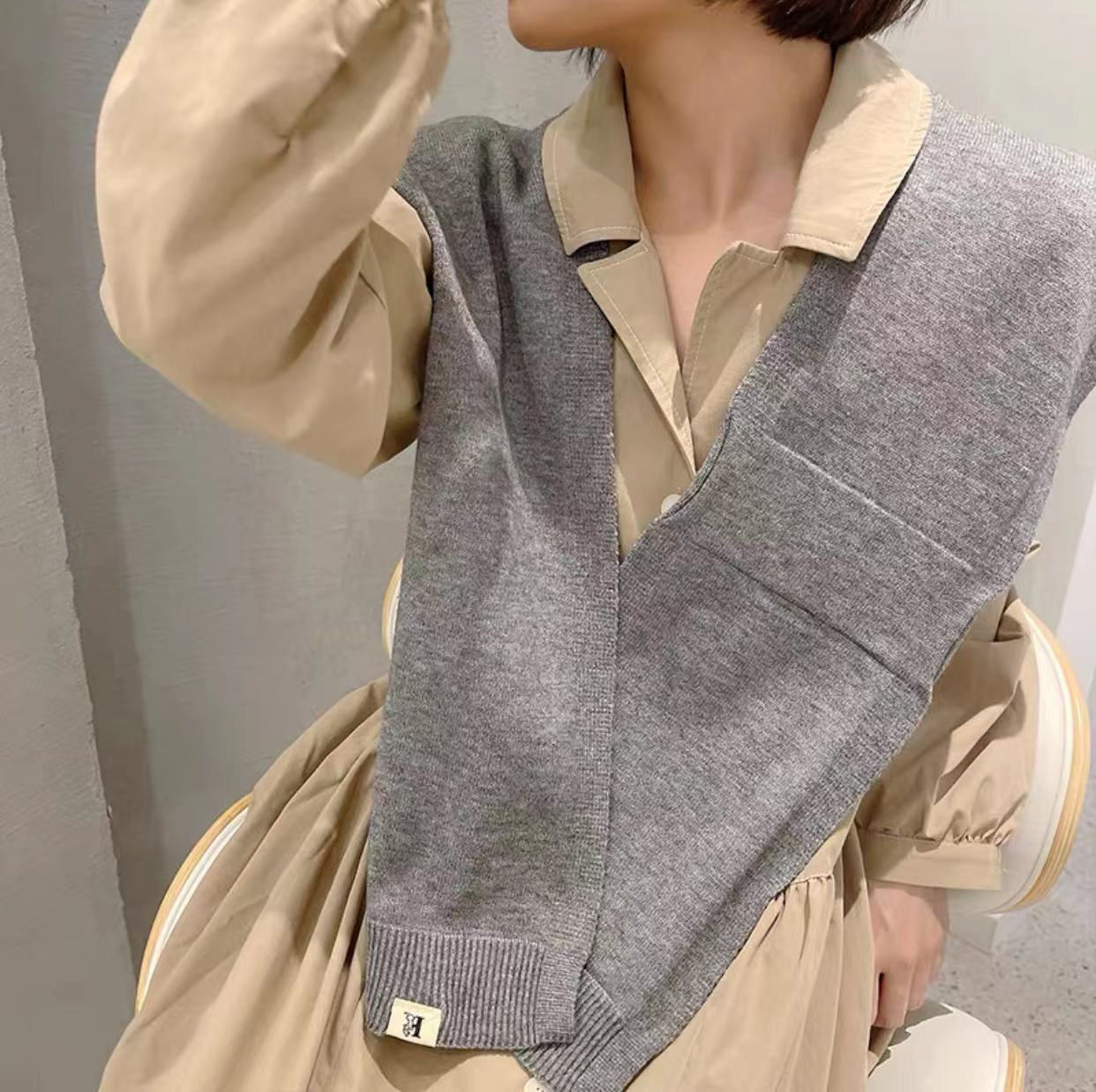 Koreanischer Strickschal Für Damen In Schlichter Unifarbe Modisch_voghion.com