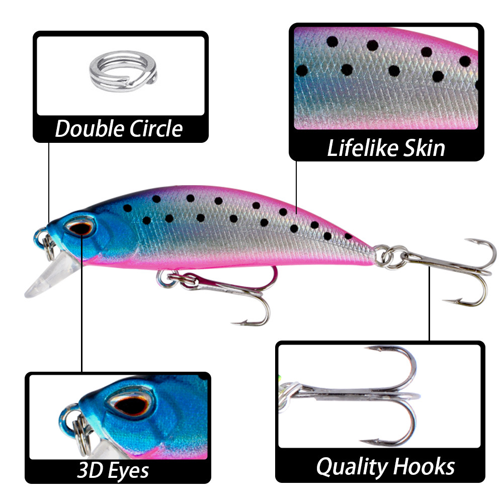 Luya bait fake bait sinking minnow micro-bait 5.5cm5g trembling sinking minnow long-range freshwater cocked mouth bass bait 3