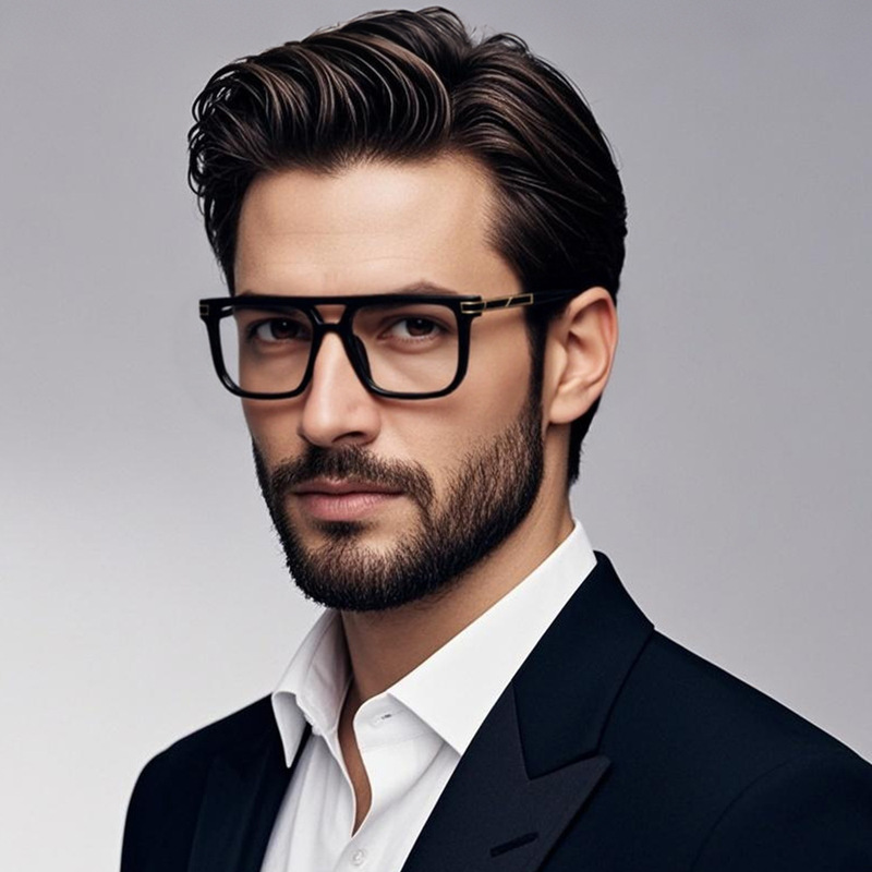 New Double-Beam High-End Tr Men's Glasses Frame Trendyy Optical Glasses Fashionable Rice Blue Light Glasses Frame