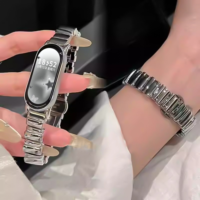 Suitable for Xiaomi 9 Bracelet Strap, Asymmetrical Metal Strap, Xiaomi 8/9/10 High-End Small Waist Women's Strap