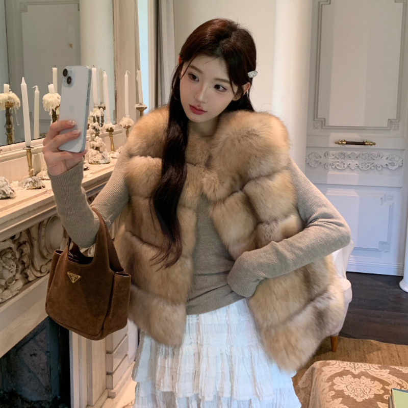 In-Stock Korean Version New Style Young Version Imported Fox Fur Vest Women's Fur Vest
