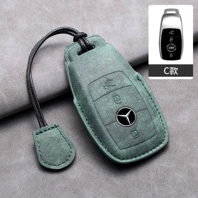 Car key bag | E200 Special e300lC260gla200 Replacement - mercedes-benz-hollow-c-style-olive-green-leather-rope