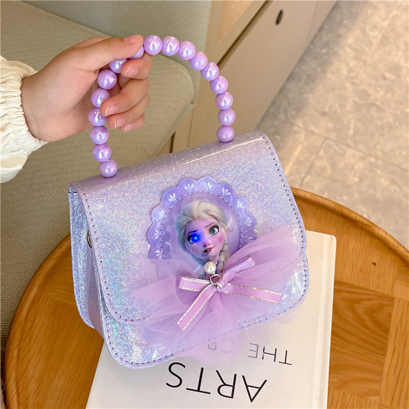 Bolso infantil para niñas nuevo estilo princesa Aisha bolso de hombro portátil de la princesa de nieve bolso de luces de moda