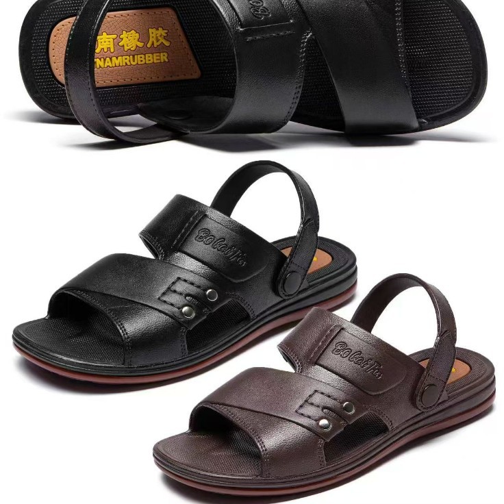 2025 Bolai Summer New Tendon Bottom Black Brown 3988 Fashionable Simple Men's Sandals Factory Wholesale