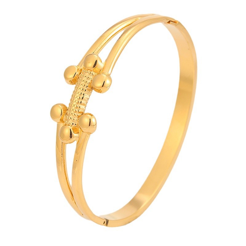 Brazalete de acero inoxidable de alta versión de lujo ligero para mujeres esferas delicadas no se desvanecen lavar brazalete de acero de aluminio joyas joyas