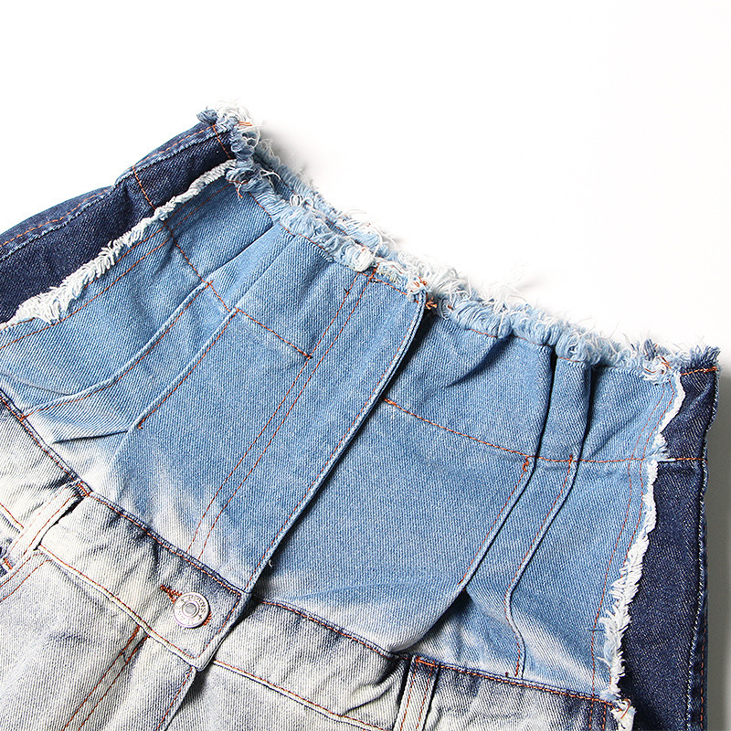 Women's High Waist Distressed Denim Shorts - Patchwork Design Casual Summer Bermuda Jeans (Blue, S-2XL)_mkmklike.com