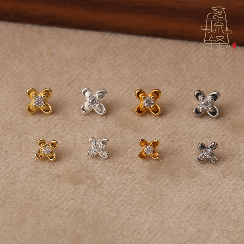 18k gold-plated zircon-inlaid small osmanthus spacer beads, exquisite and versatile small flower spacer beads, DIY crystal string pearl jewelry accessories 18k gold-plated zircon-inlaid small osmanthus spacer beads, exquisite and versatile small flower spacer beads, DIY crystal string pearl jewelry accessories