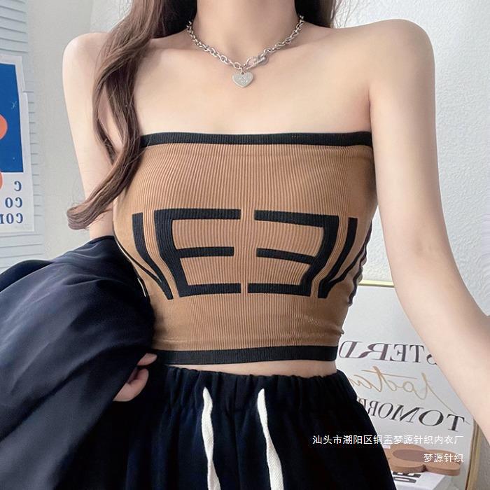 Letter hot girl pure desire style tube top women's outer top with chest pad summer sexy inner short wrapped chest
