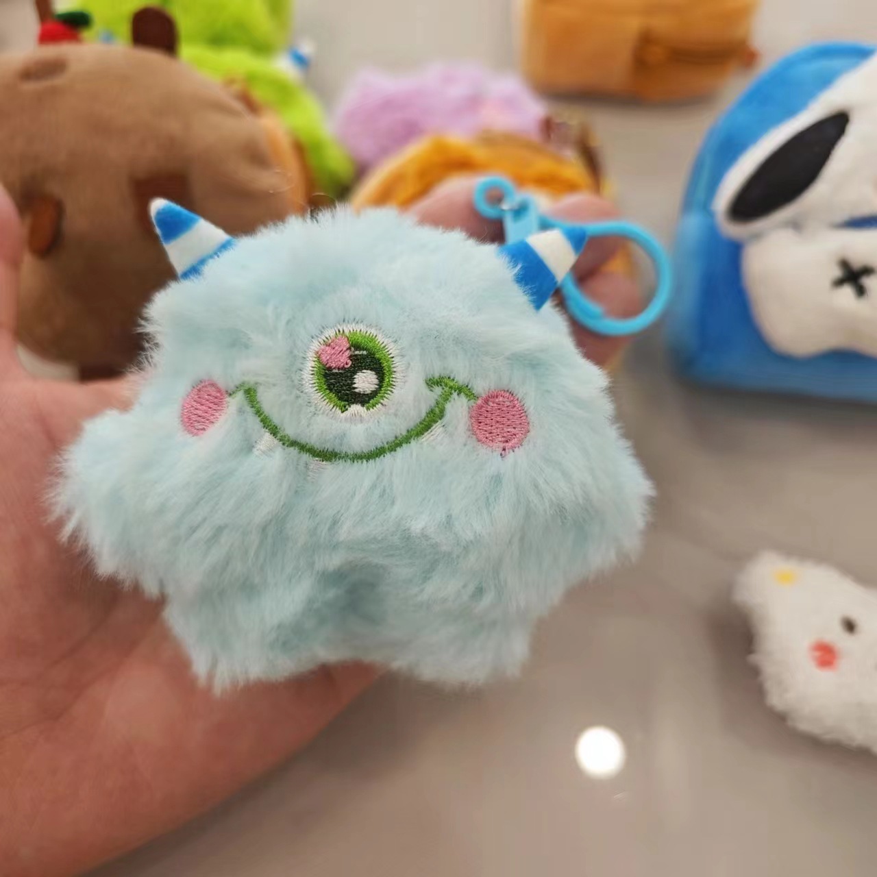 Blue little monster-round bag