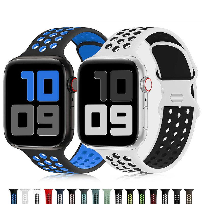 For Apple iwatch8 Nike Two-color Butterfly Buckle Strap Apple Watch76543SE Silicone Wristband