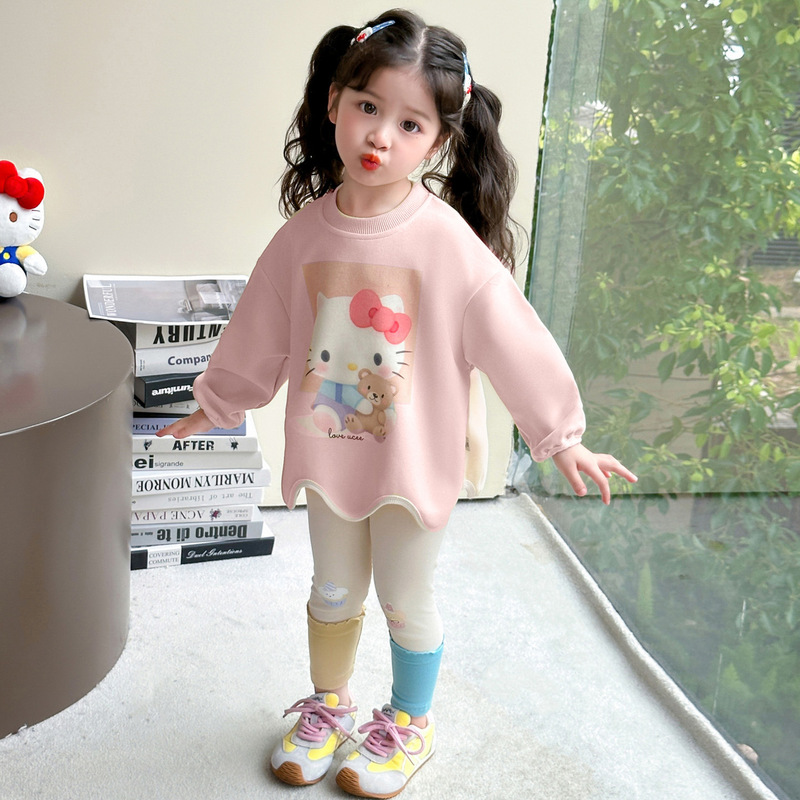 女童套装春秋2025新款儿童秋季洋气卡通女宝宝时髦休闲秋装两件套|undefined